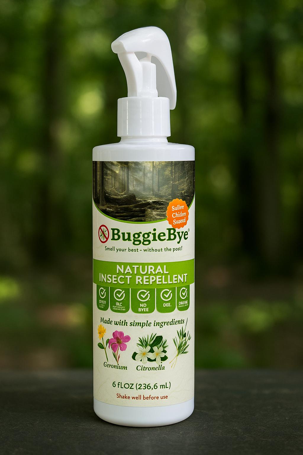 BuggieBye™ 8oz Mosquito Repellent Spray – DEET-Free, Plant-Based Bug Spray for Skin & Insects – Family Size, Kid & Pet Safe, Outdoor Protection