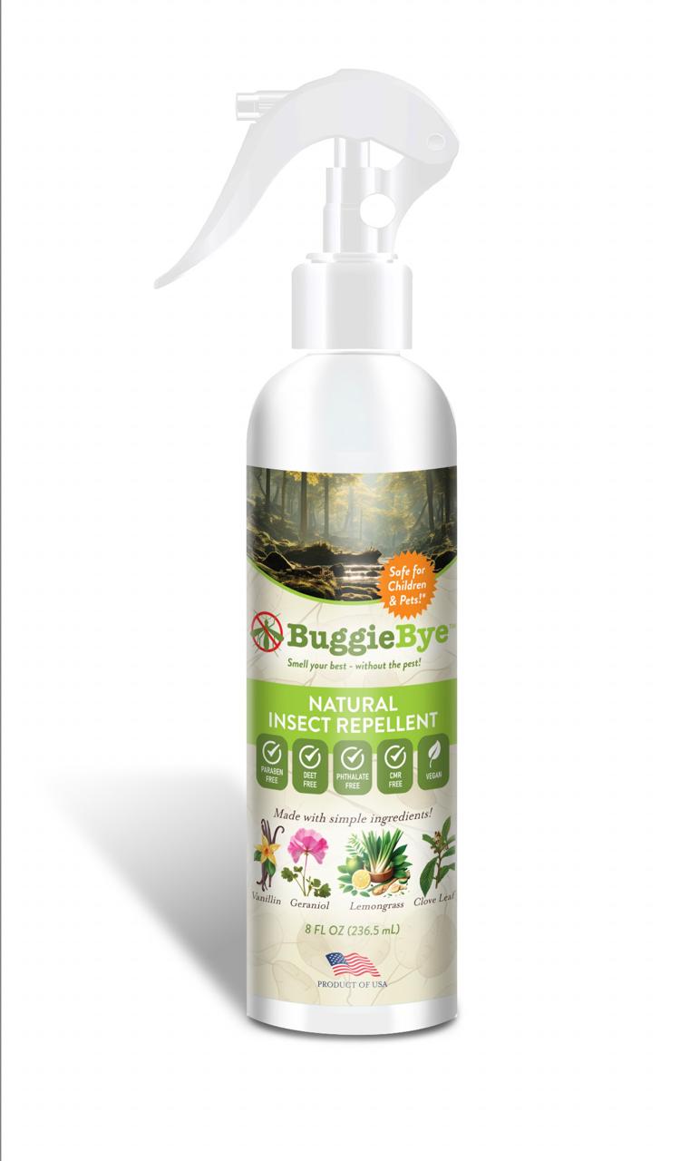 BuggieBye™ 8oz Mosquito Repellent Spray – DEET-Free, Plant-Based Bug Spray for Skin & Insects – Family Size, Kid & Pet Safe, Outdoor Protection